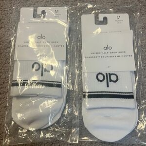 ALO Yoga White Unisex Half-Crew Socks